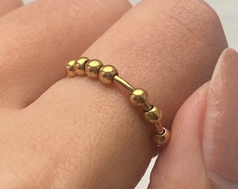 Stainless steel gold fidget ring, non-tarnish ring, anxiety ring, rotating ring, worry ring, spinner ring, ADHD stress ring, adjustable ring