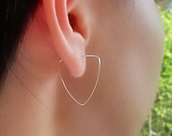 Triangular wire hoop earrings, Silver plated wire, Minimal earrings, Unique jewellery, Dainty earrings, Affordable jewellery, Gift for her