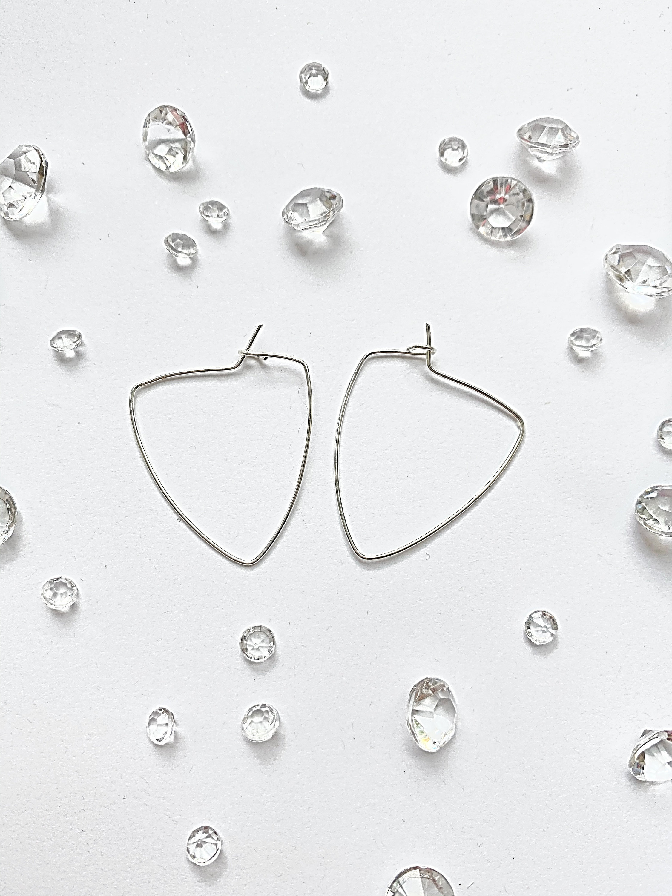 Triangular Wire Hoop Earrings, Silver Plated Wire, Minimal Earrings ...