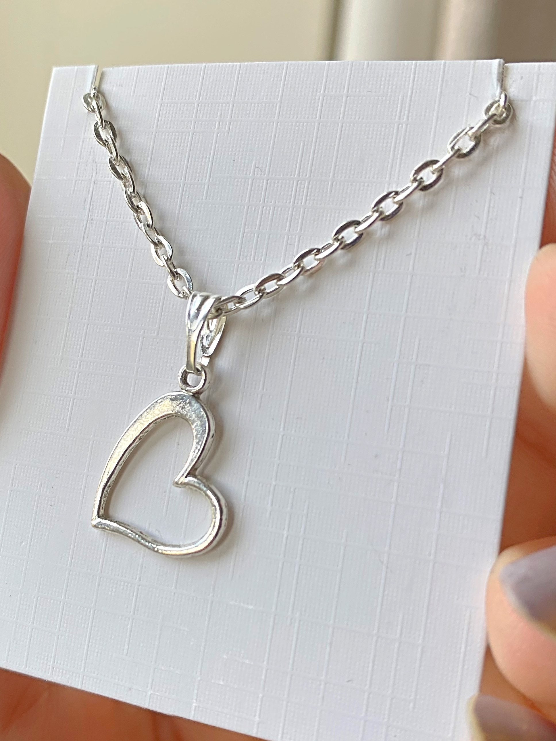 Silver Plated Heart Charm Necklace Valentines Day Gift Gift - Etsy UK