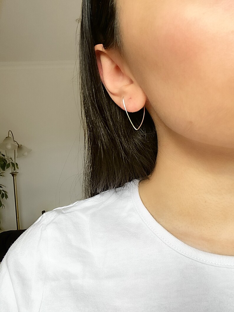 Triangular Wire Hoop Earrings, Silver Plated Wire, Minimal Earrings ...