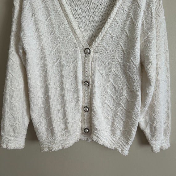 Vintage Cream Knit Cardigan Sweater Pearl Buttons - image 6