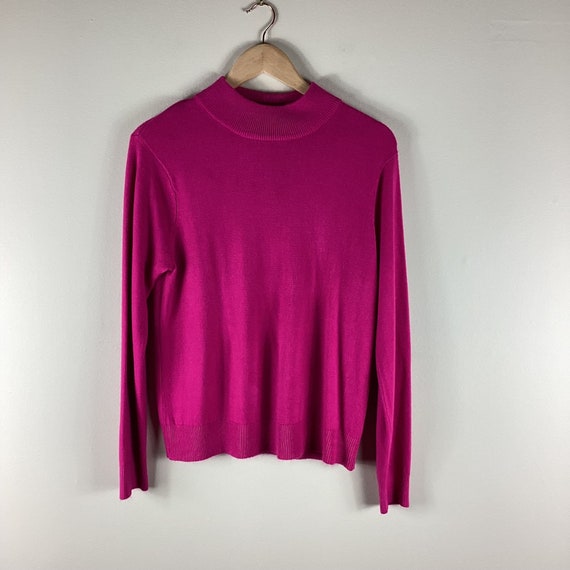 Vintage Hot Pink Mock Neck Sweater - image 4