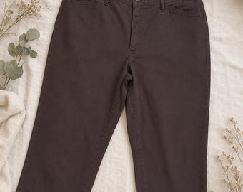 Vintage Y2K St. John’s Bay Secretly Slender Brown Capri Pants | 2000s Cropped Pants | Size 12 Minimalist Casual Bottoms
