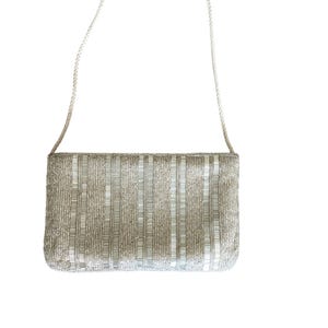 Bolso vintage de cuentas beige, clutch vintage para fiesta de graduación o boda