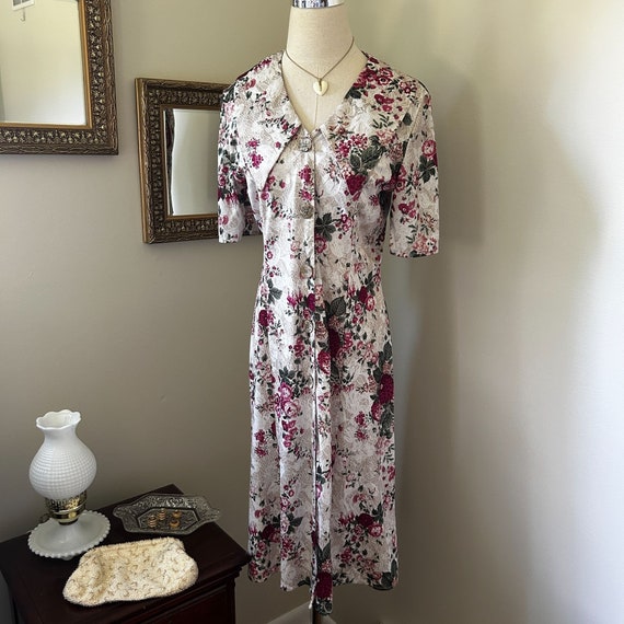 Vintage Dress Floral Victorian Style Short sleeve… - image 1