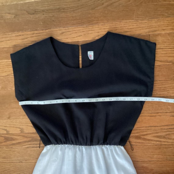 Vintage Dress Linen Blend White Black Short Sleev… - image 9