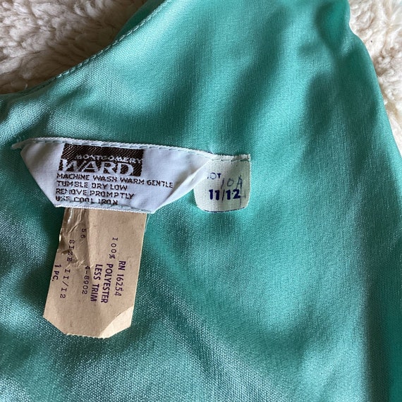 Vintage 70's Montgomery Ward Turquoise Dress - image 7