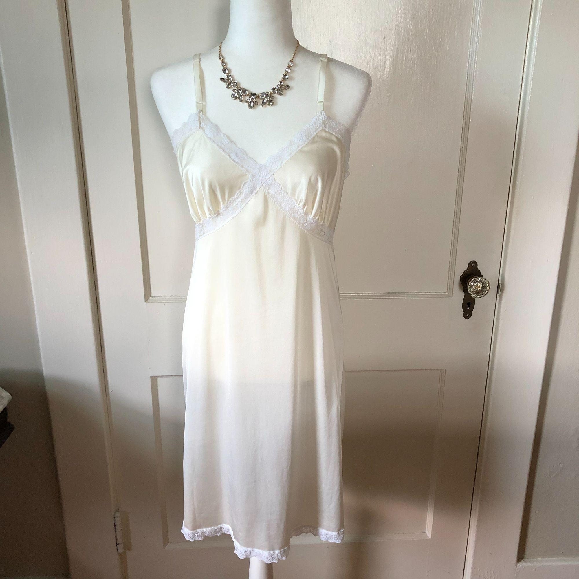 Vintage Full Slip Cream Ivory Lace S Slip Dress Camelot | Etsy