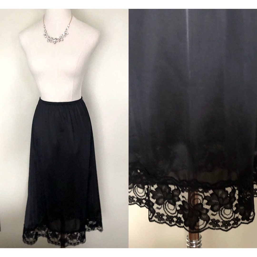Vintage Black Lace Half Slip Etsy