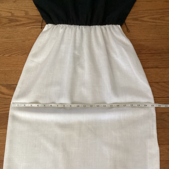 Vintage Dress Linen Blend White Black Short Sleev… - image 10