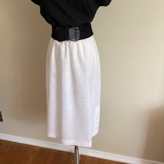 Vintage Dress Linen Blend White Black Short Sleev… - image 8