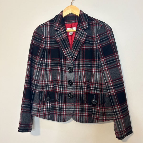 Y2K Plaid Wool Blazer