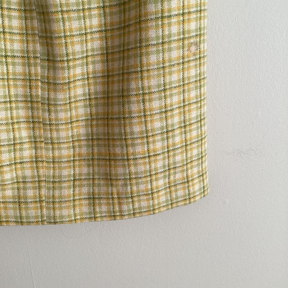 Vintage 60's 70's Green Yellow Wool Plaid Skirt - image 4