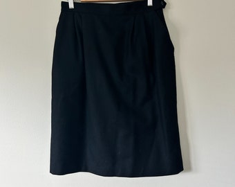Falda de lana negra vintage Petite M/L
