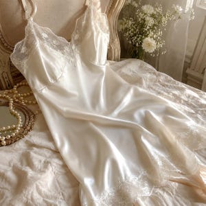 cotton wool and silk white dress used Vintage White Silk Dress