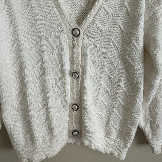 Vintage Cream Knit Cardigan Sweater Pearl Buttons - image 4