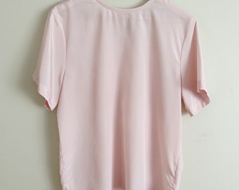 Vintage 80's Soft Pink Short Sleeve Blouse Essential Blouse
