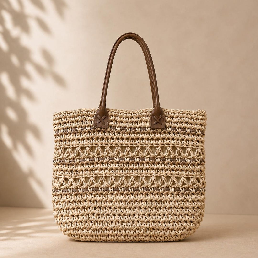 Vintage Woven Straw Tote Bag | Boho Summer Beach Purse | Raffia Market ...