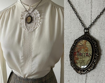 Victorian Style Boston Pendant Necklace Academia Edwardian