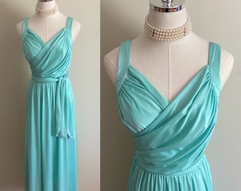 Vintage 70's Montgomery Ward Turquoise Dress