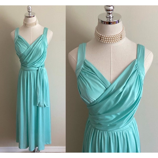 Vintage 70's Montgomery Ward Turquoise Dress