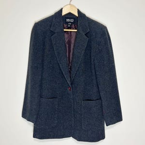 Womens Charcoal Gray Wool Blend Blazer Jacket