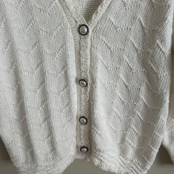 Vintage Cream Knit Cardigan Sweater Pearl Buttons - image 7