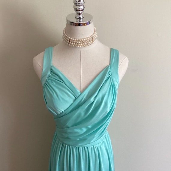 Vintage 70's Montgomery Ward Turquoise Dress - image 10