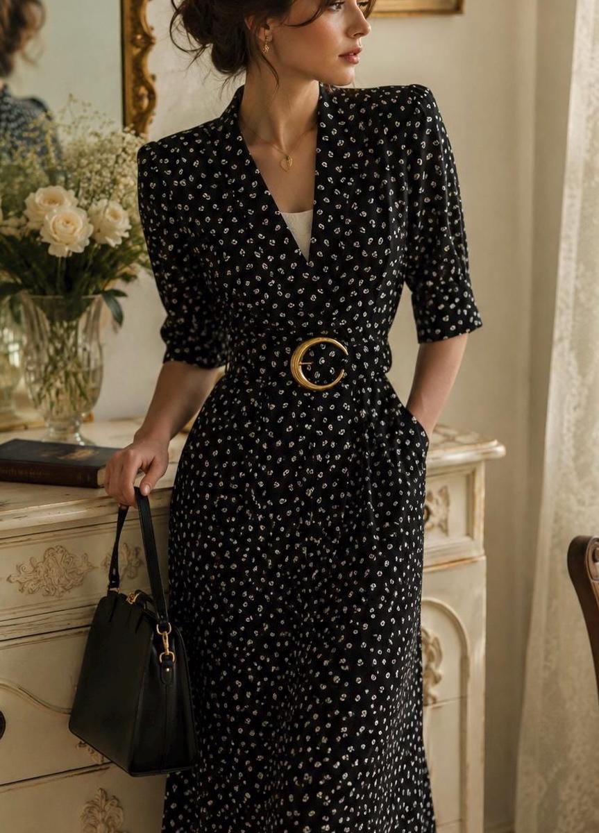 Black and Gold Midi Dress - Etsy Black and Gold Midi Dress - Etsy