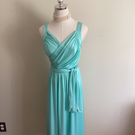 Vintage 70's Montgomery Ward Turquoise Dress - image 2