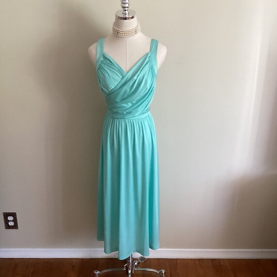 Vintage 70's Montgomery Ward Turquoise Dress - image 3