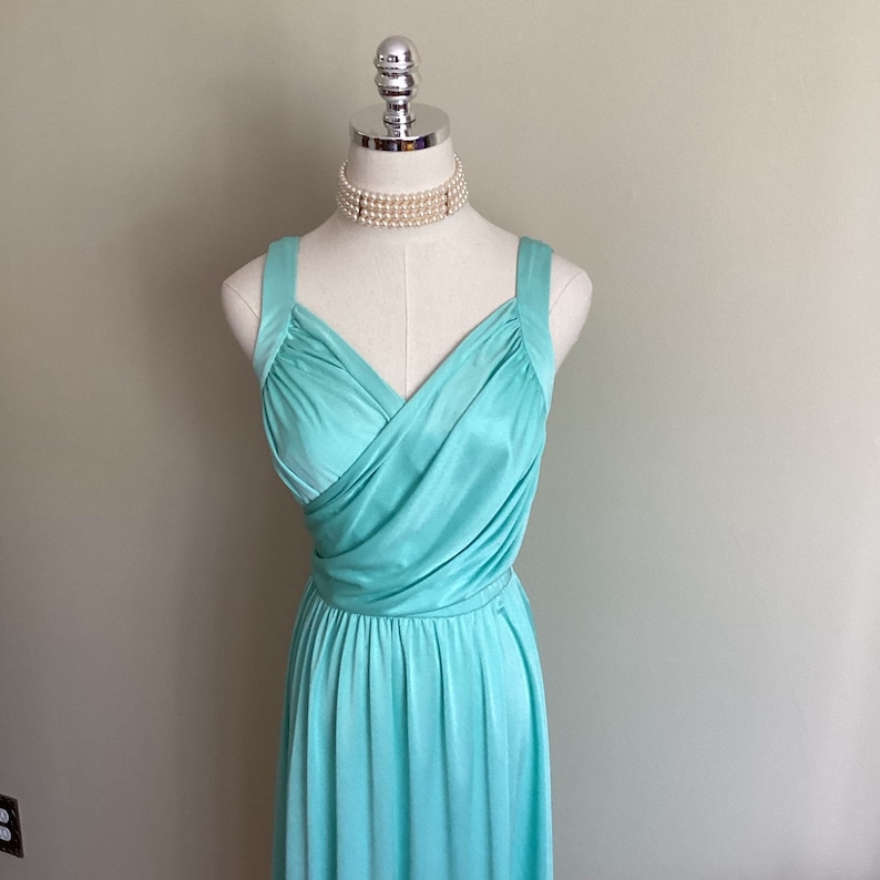 Vintage 70's Montgomery Ward Turquoise Dress image 9