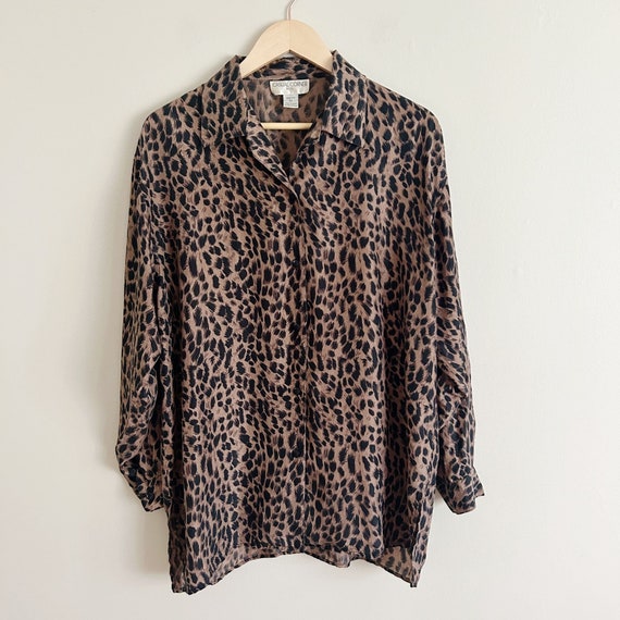 Leopard Print Silk Tunic Top