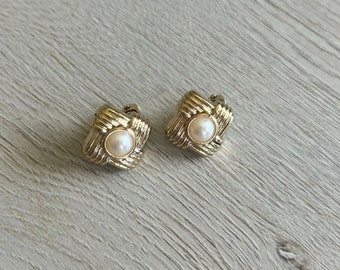 Vintage 80er Jahre Gold Perlen Ohrclips