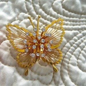 Vintage Gold Gem Pin Brooch