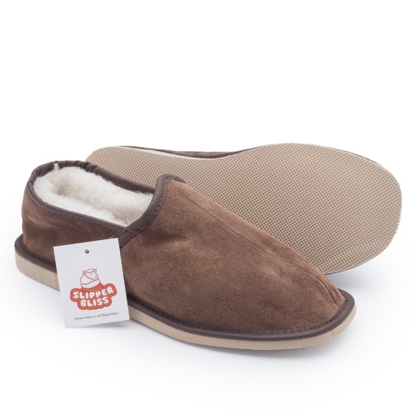 Sheepskin Slippers for Men 100% Genuine Sheepskin Hard Sole Hand Crafted + FREE Gift Wrapping if Requested