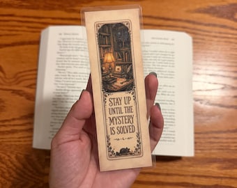 True Crime Detective Bookmark, Stay Up Until Mystery Is Solved, Double Sided Thriller Bookmark, Double-Sided Mystery Bookmark