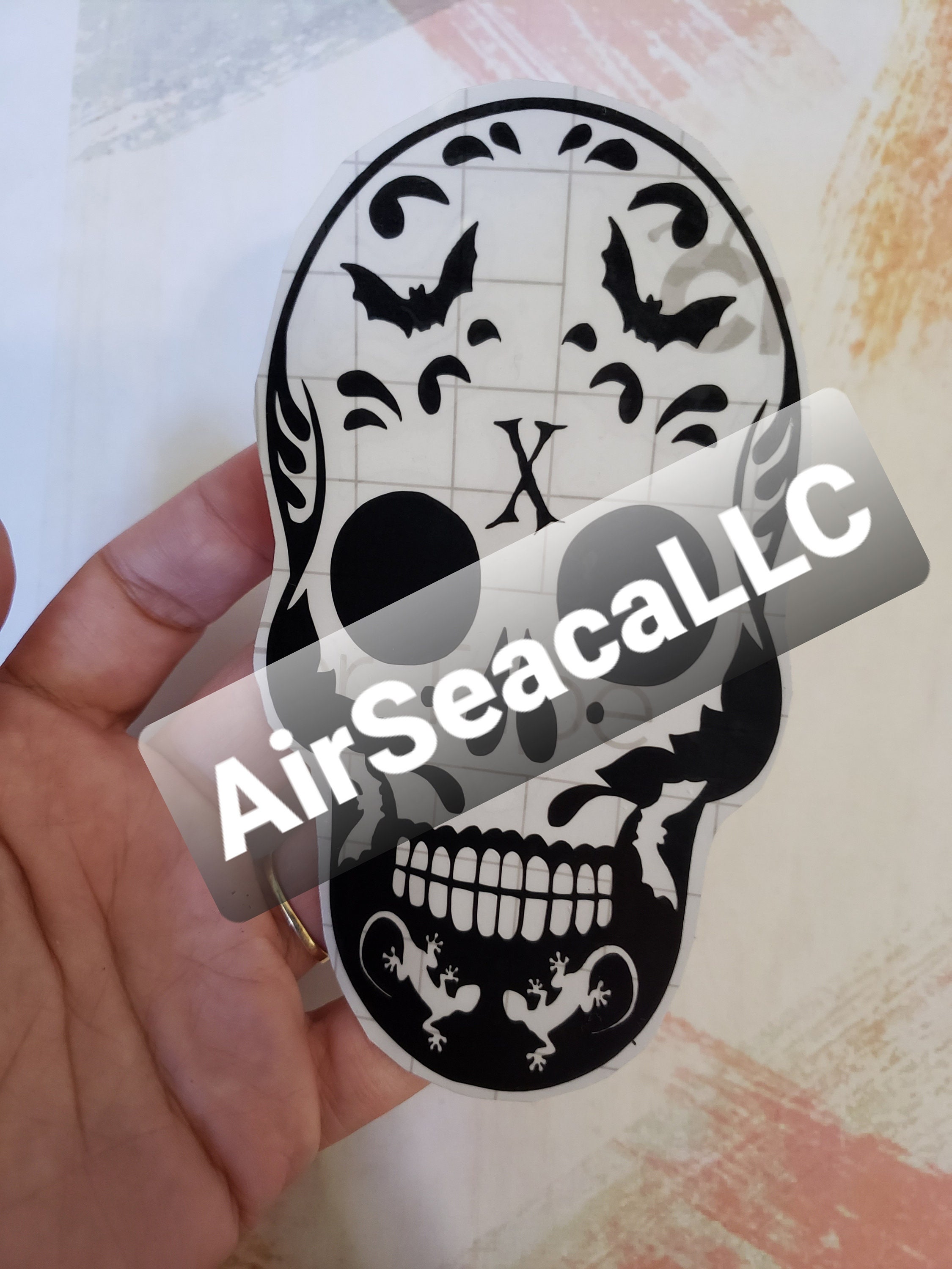 Skull car sticker skull permanent decal adhesive laptop | Etsy