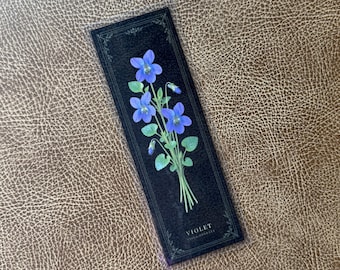 February Birth Flower Bookmark – Violet Laminated Botanical Bookmark (2" x 6")
