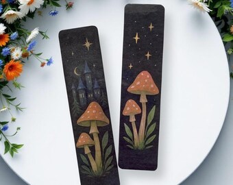 Mushroom Bookmarks: Dark Cottagecore Night Sky Bookmarks