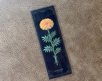 October Marigold Bookmark – Laminated Floral Birth Flower Gift for Readers
