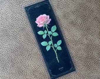 June Birth Flower Bookmark – Rose Botanical Laminated Bookmark (2" x 6")