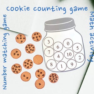 Counting Game for kids, Educational Math Activity, Kids Number Matching Game, Cookie jar counting game, homeschool classroom learning game