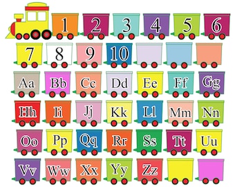 Jeu imprimable de train de nombres d'alphabet : apprentissage Montessori (téléchargement numérique)