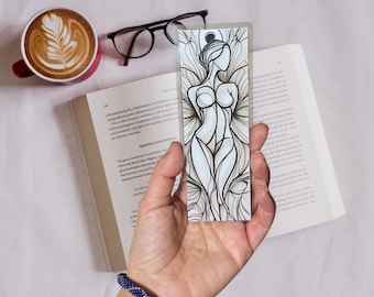 Elegant Female Figure Bookmark – Minimalist Laminated Line Art