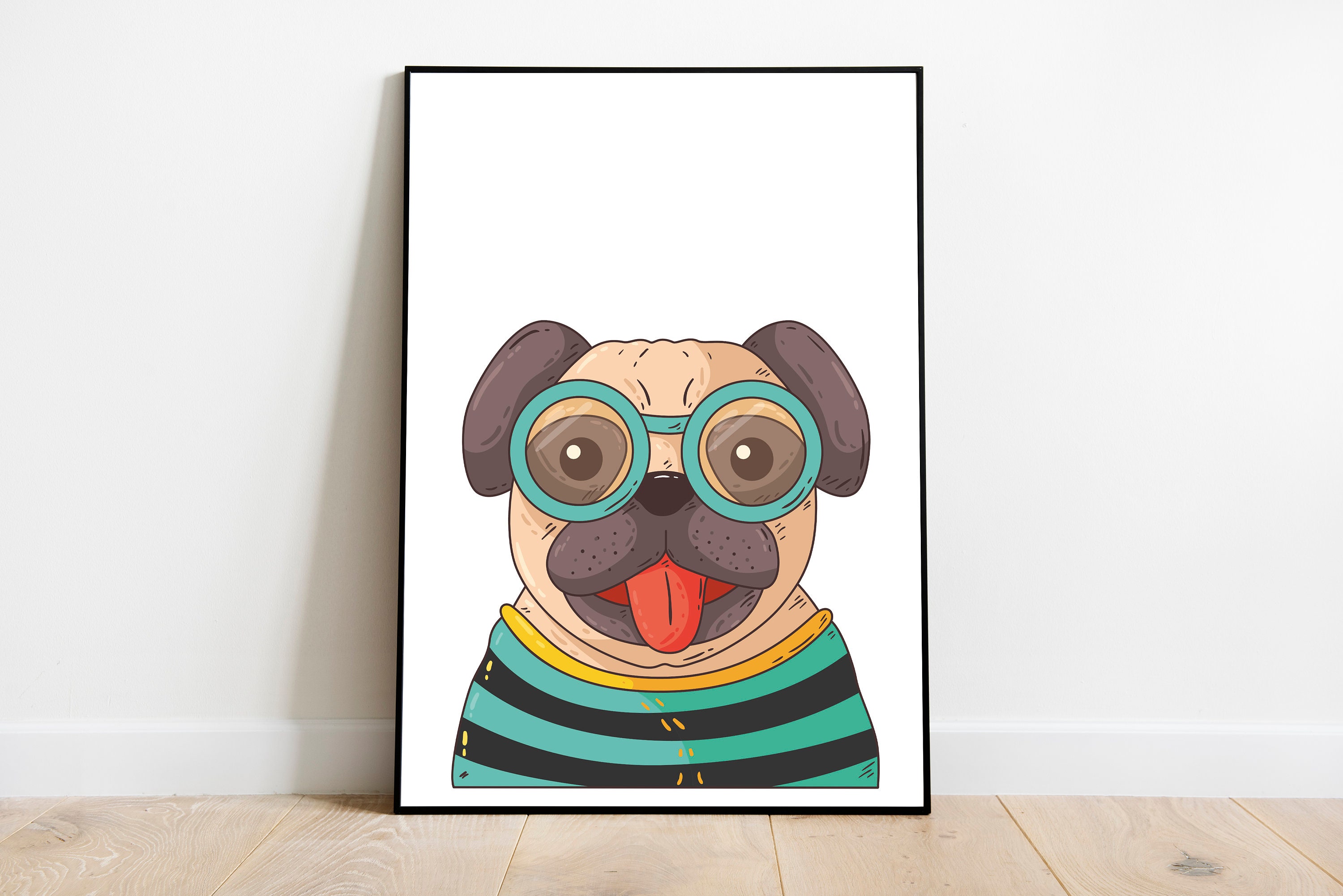 Cute Dog Glasses Animal Print Design Nursery Nest Baby - Etsy UK