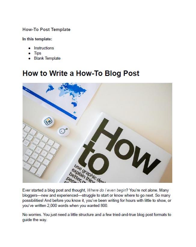 How-to Blog Post Template | Easy Blog Format for Writers & Creators ...