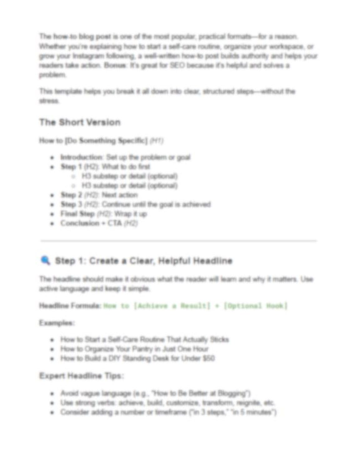 How-to Blog Post Template | Easy Blog Format for Writers & Creators ...