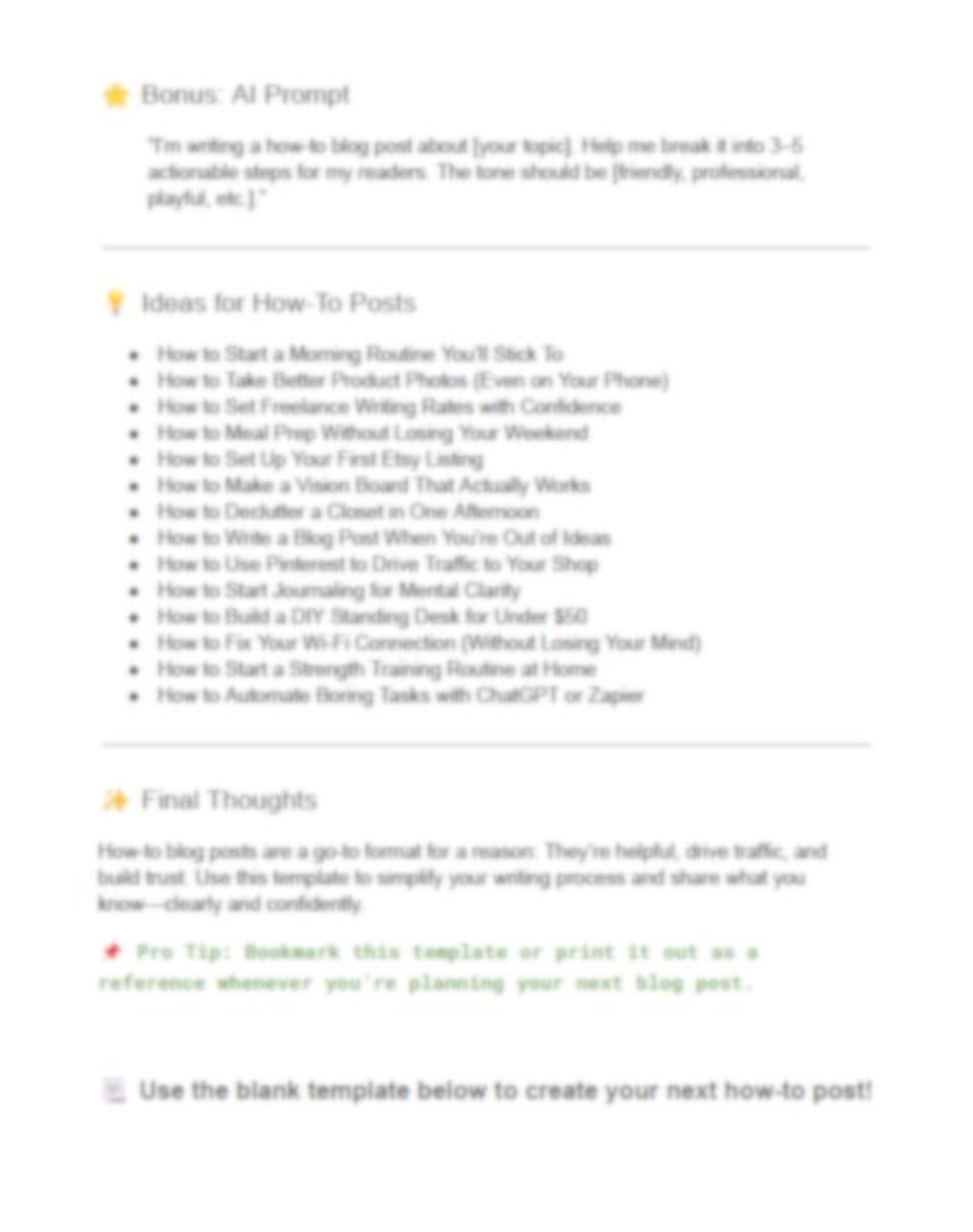 How-to Blog Post Template | Easy Blog Format for Writers & Creators ...